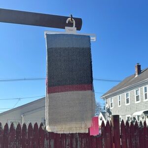 Isaac Mizrahi Cream & Light Gray Striped Scarf brand new with tags